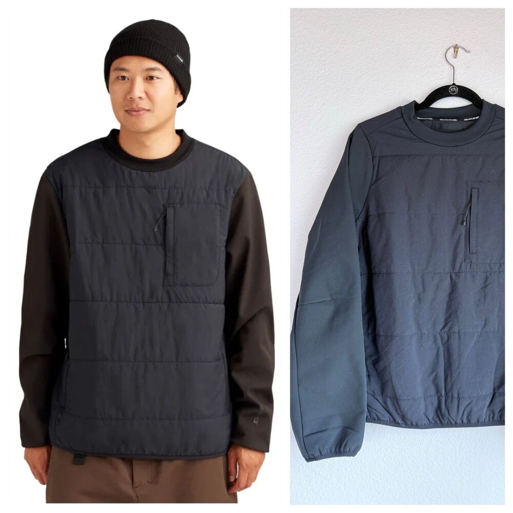 NEW Unisex Dakine Insulated Crew Neck Pullover Shirt Jacket in Black Size XS